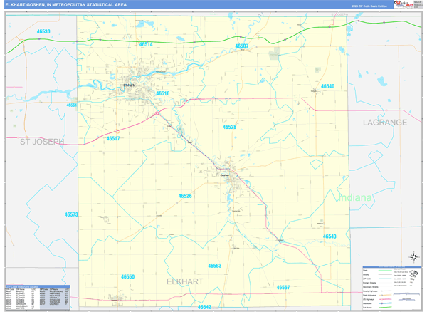 Elkhart-Goshen Metro Area Wall Map